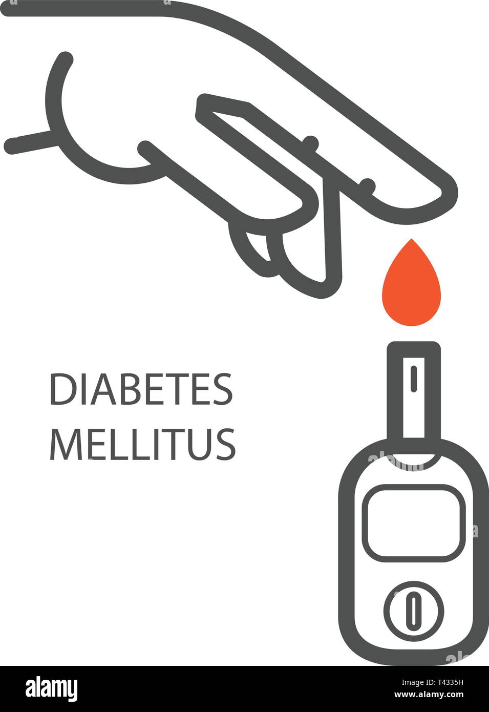 Welt Diabetes Tag Symbol - Blutzucker Testgerät, Blutzuckermessgerät und Finger Stock Vektor