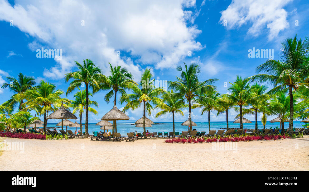 Tropische Landschaft mit wunderschönen Stränden von Mauritius Insel Stockfoto