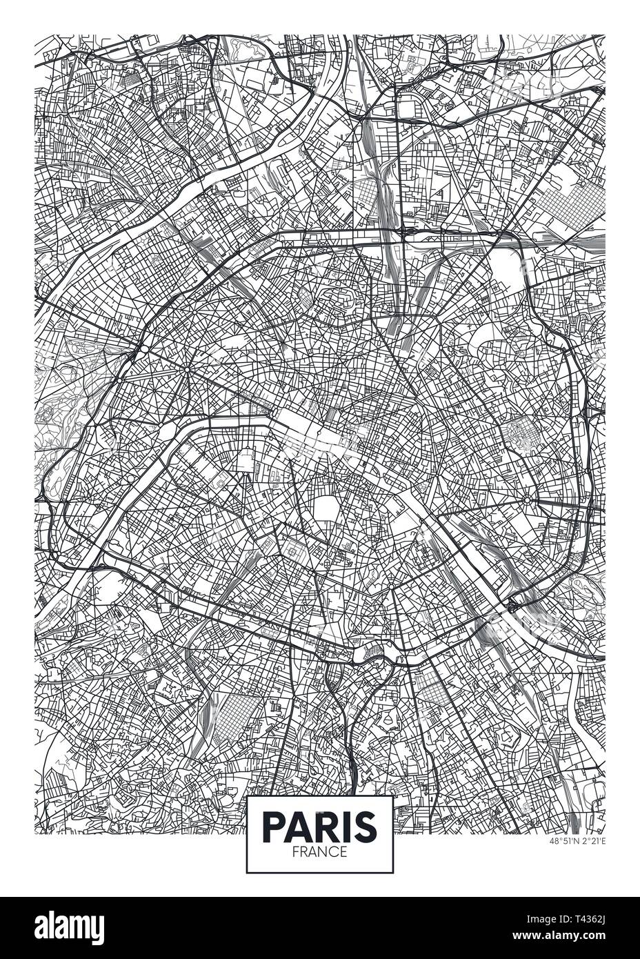 Stadtplan Paris, Reisen Vektor poster Design Stock Vektor