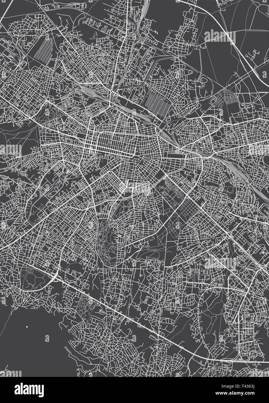 Sofia Stadt Plan, detaillierte Vektorkarte detaillierten Plan der Stadt, Flüsse und Straßen Stock Vektor