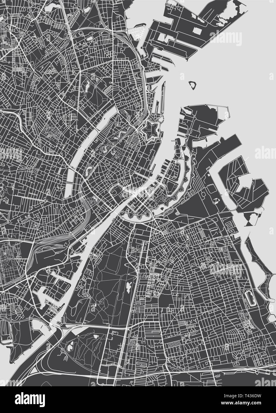 Stadtplan Kopenhagen, monochrome detaillierten Plan, Vector Illustration für Ihr Design Stock Vektor