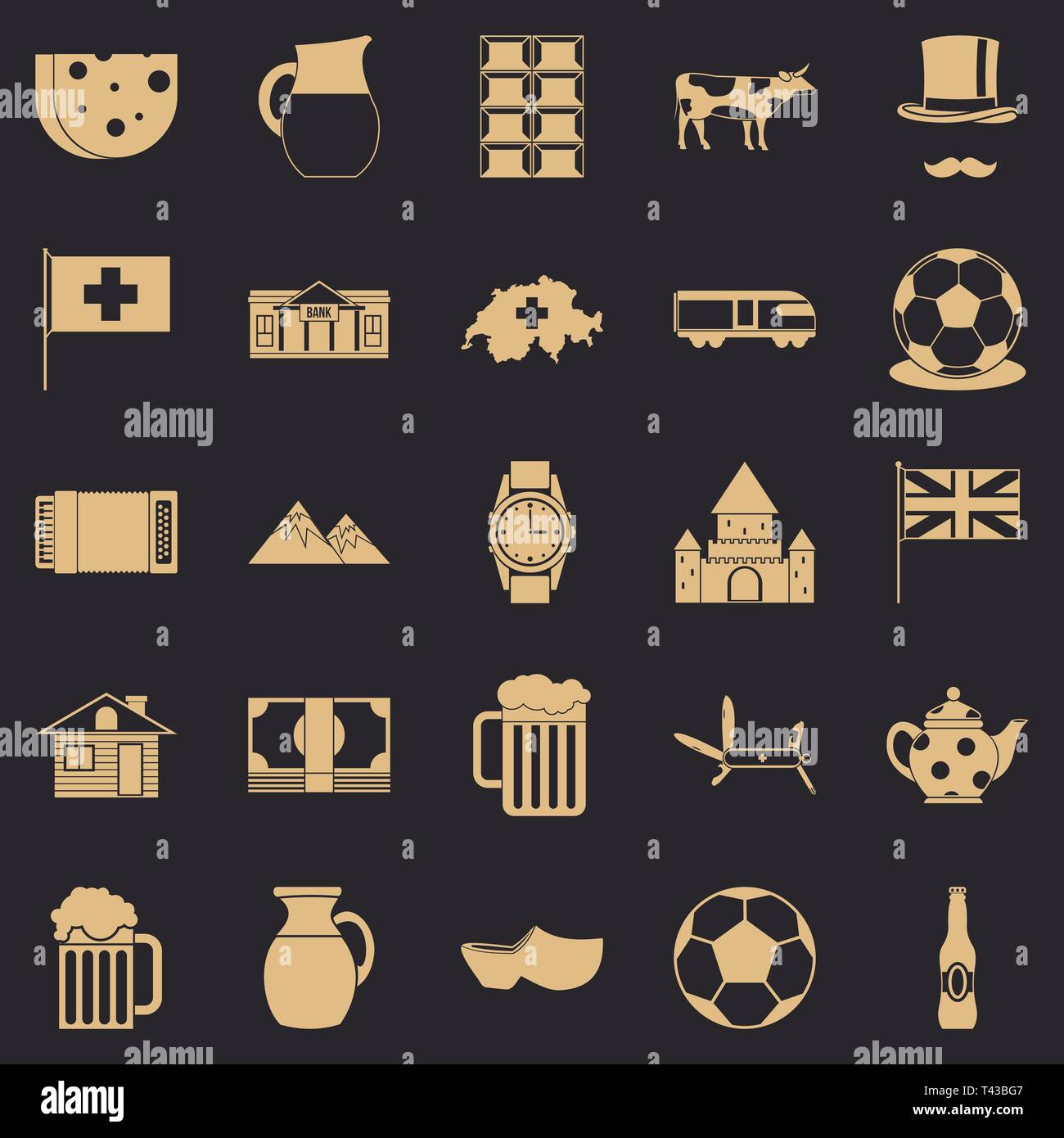 Der Schweiz Icons Set, einfachen Stil Stock Vektor