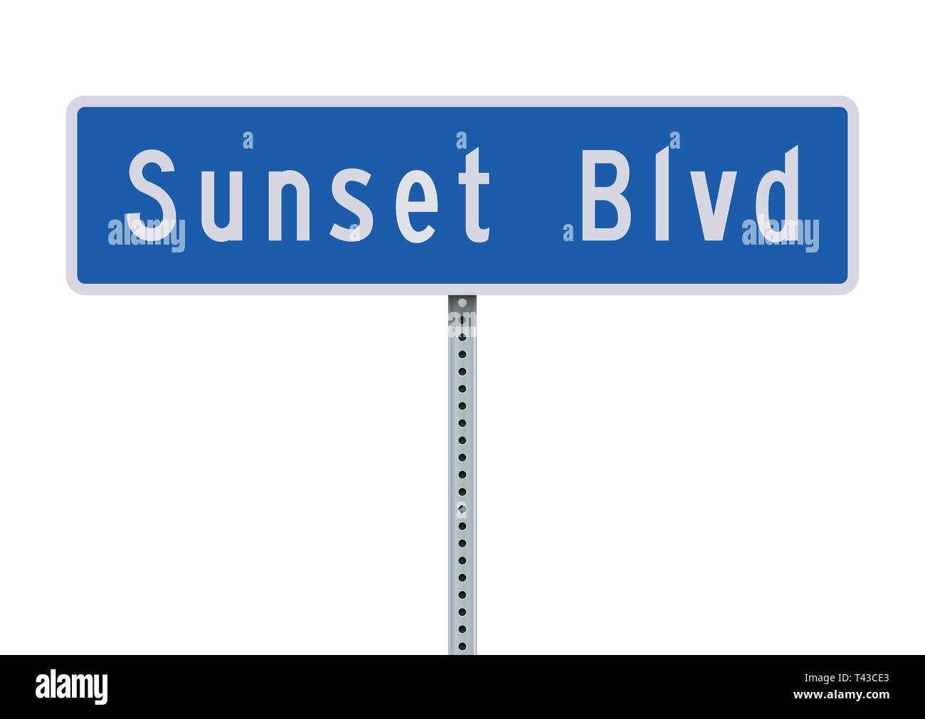 Vector Illustration des Sunset Boulevard blau Schild Stock Vektor