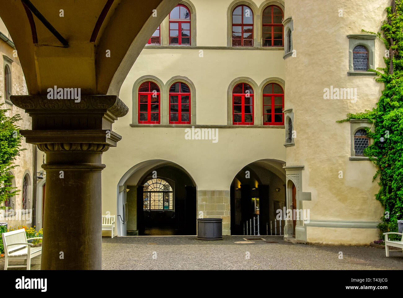 Konstanz am Bodensee, Deutschland: Blick in den Innenhof des historischen Rathaus. Stockfoto