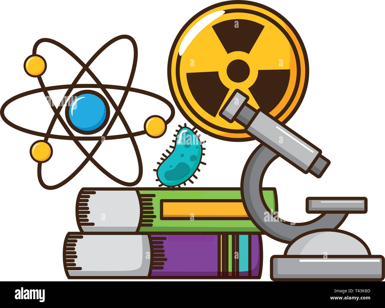 Schule Wissenschaft Strahlung atom Bücher Stock Vektor
