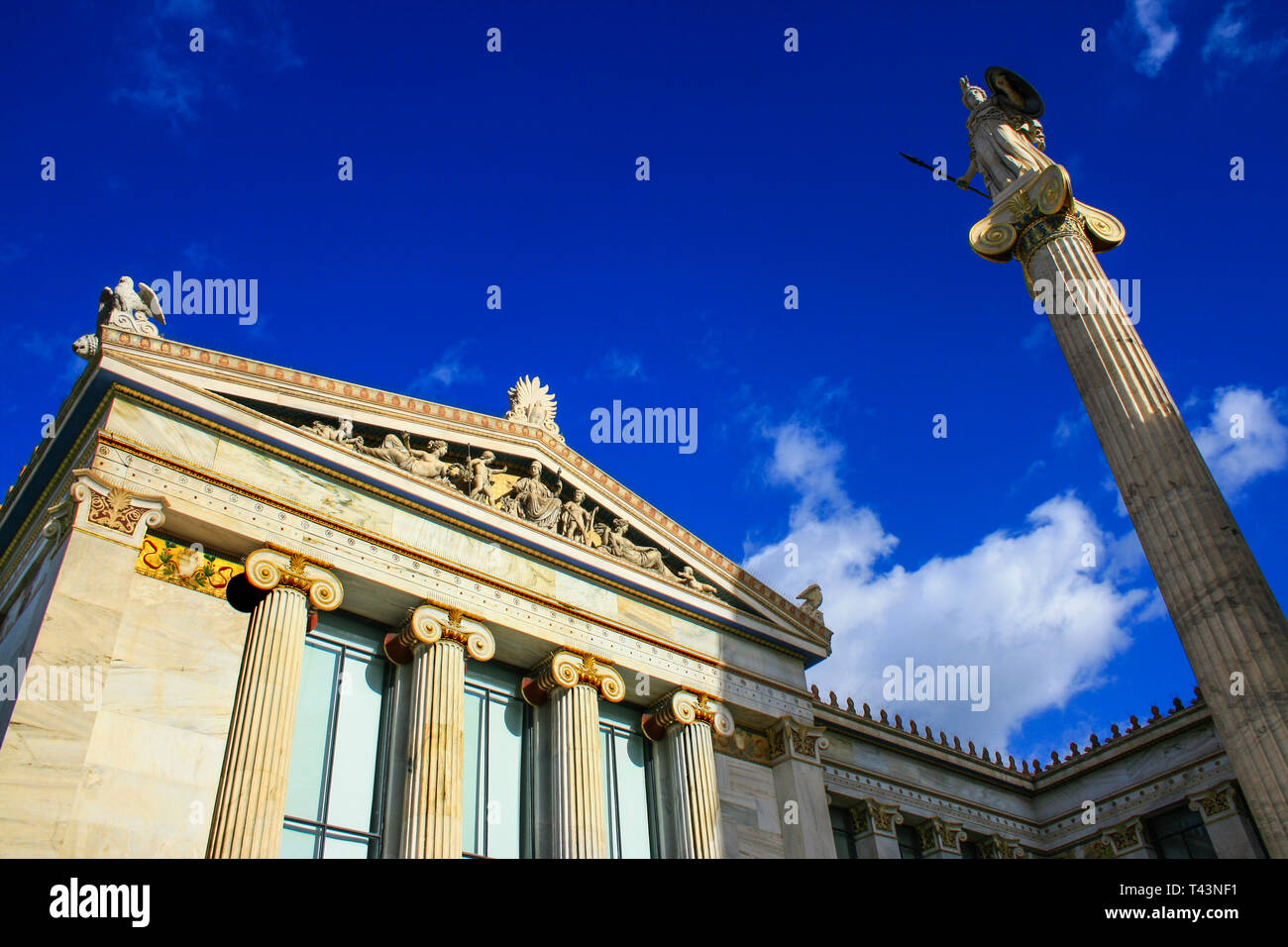 Blick auf den neoklassischen Akademie von Athen, Griechenland, Europa Stockfoto