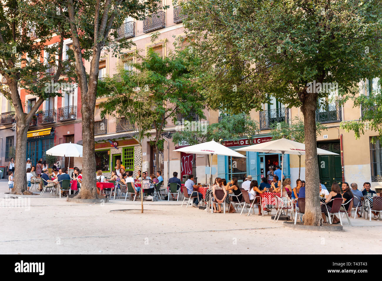 Bars in Plaza De La Paja, La Latina, Madrid, Spanien Stockfoto