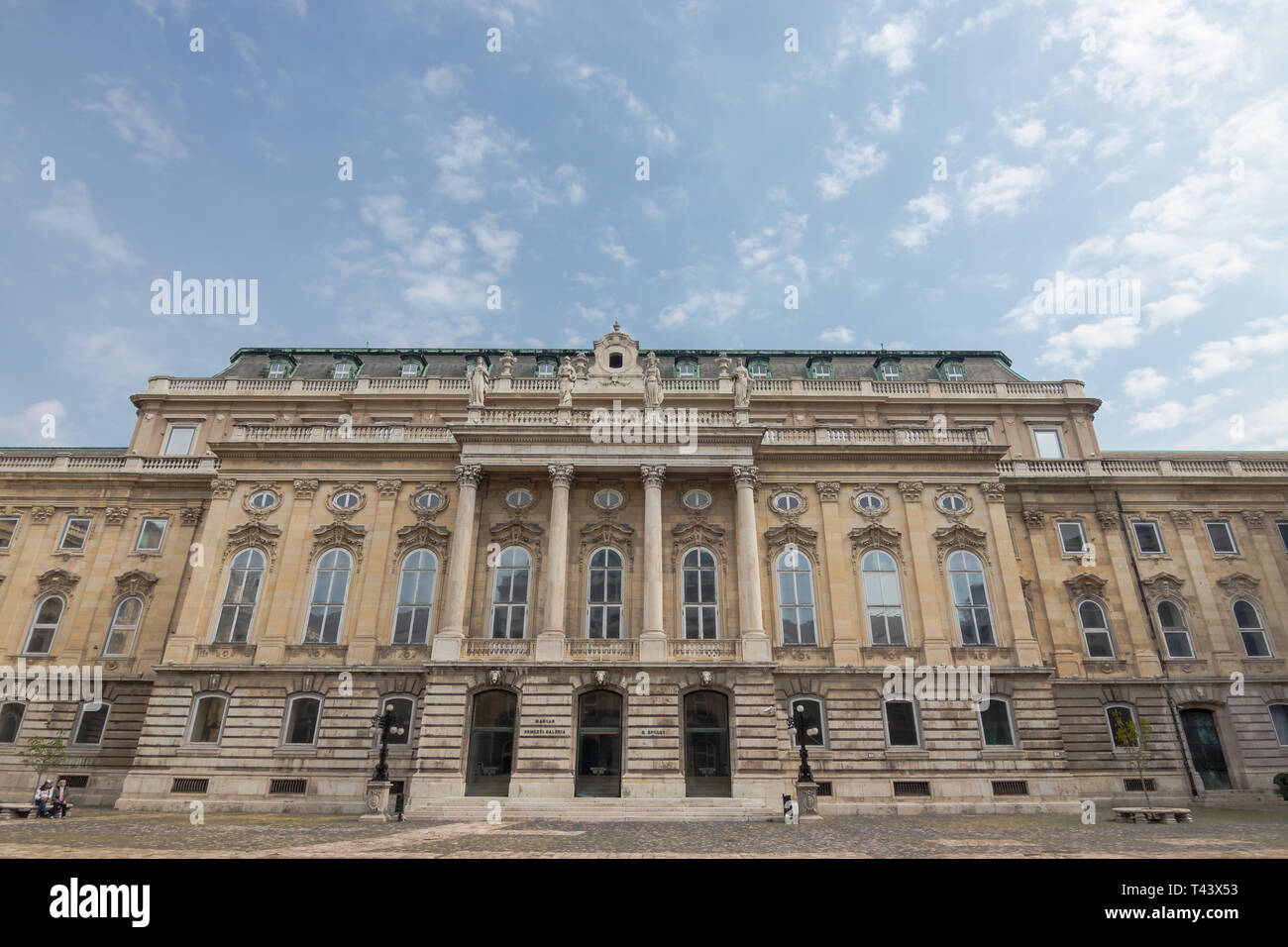 Die Budaer Burg (Königlicher Palast) Innenhof. Ungarische Nationalgalerie, Budapest, Ungarn. Stockfoto
