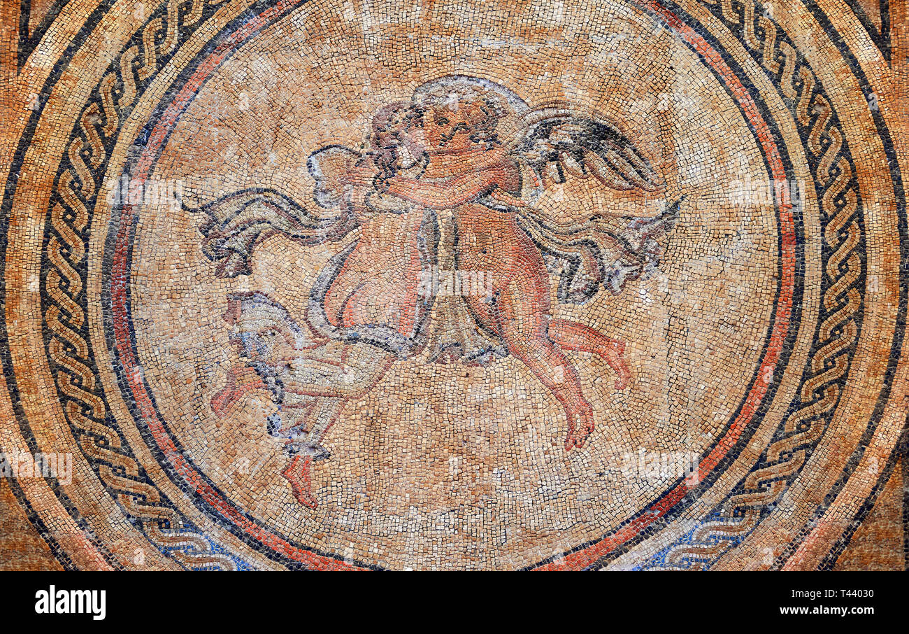 Eros und Psique. 3. Jahrhundert römische Mosaik vom Alcazar Cordoba, Spanien Stockfoto
