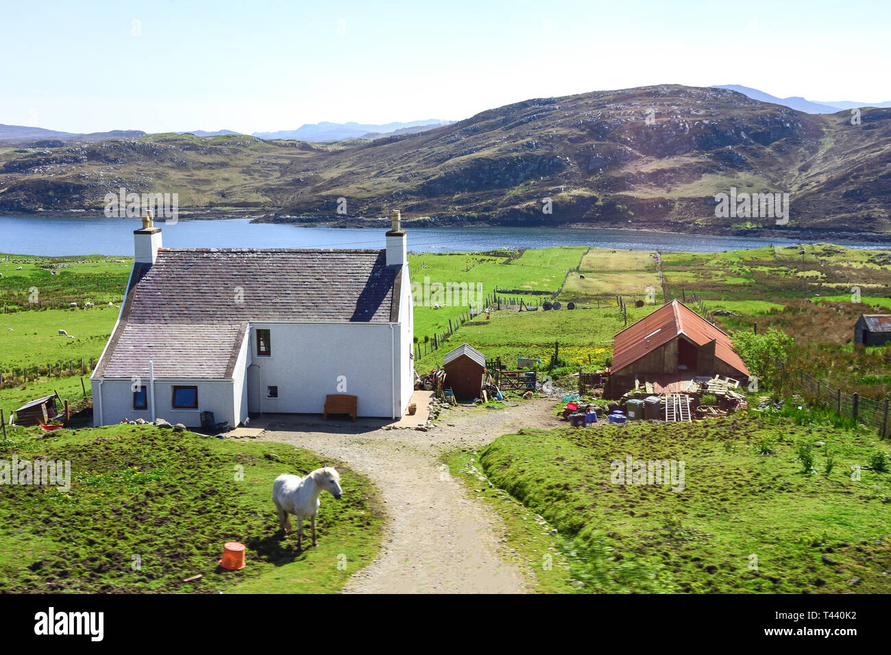 Kleines Landhaus im Zentrum von Lewis, Isle of Lewis, Äußere Hebriden, Na h-eileanan Siar, Schottland, Vereinigtes Königreich Stockfoto