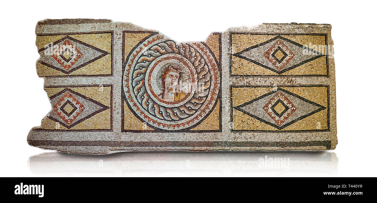 Römische Mosaiken - Dionysos Portrait Mosaik. Okeanos Villa, antike Zeugama, 2. - 3. nachchristlichen Jahrhundert. Das Zeugma Mosaic Museum, Gaziantep, Türkei. Gegen eine w Stockfoto