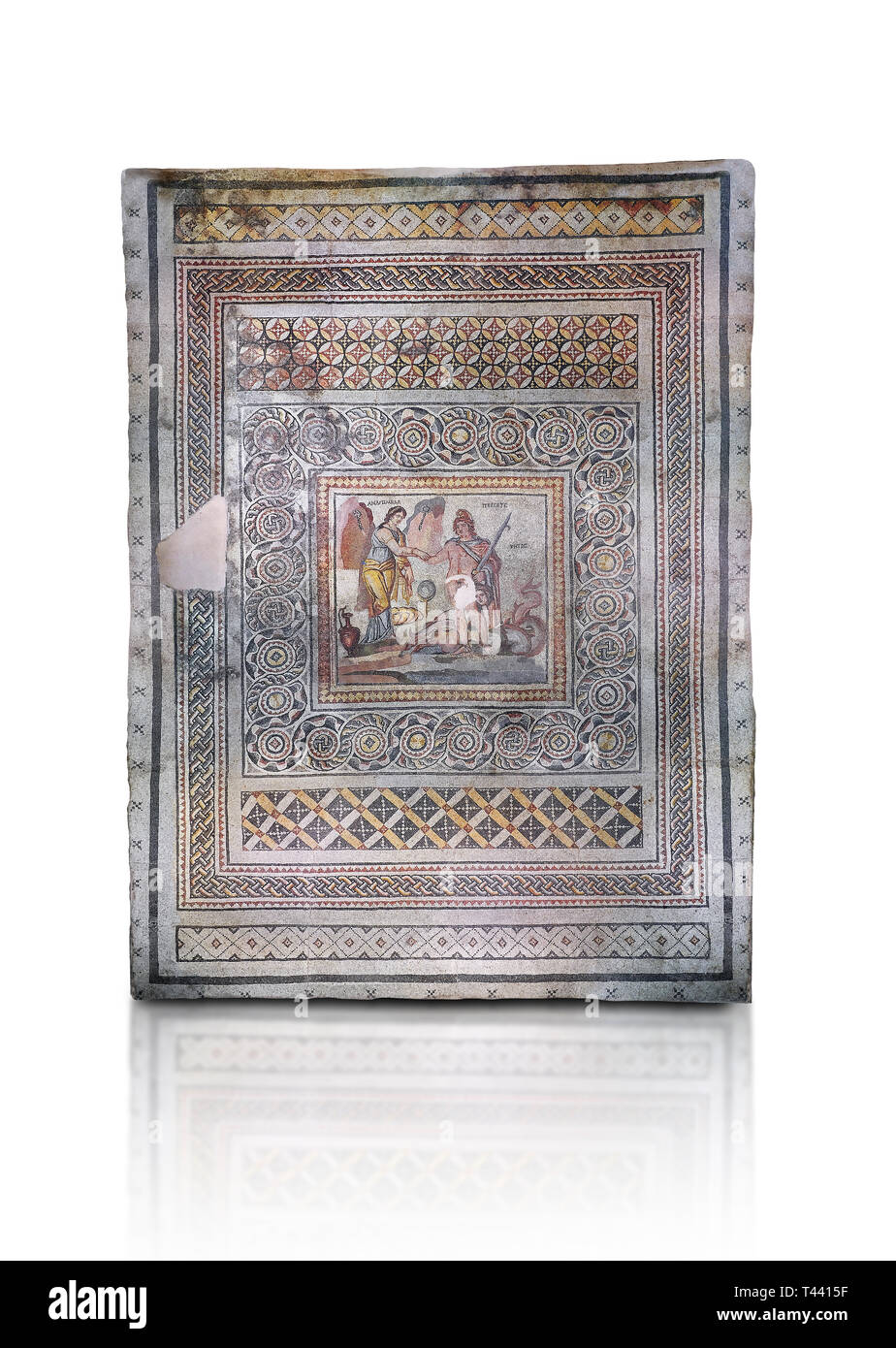 Römische Mosaiken - Persius & Andromeda Mosaik. Poseidon Villa alten Zeugama, 2. - 3. nachchristlichen Jahrhundert. Das Zeugma Mosaic Museum, Gaziantep, Türkei. Gegen eine Stockfoto