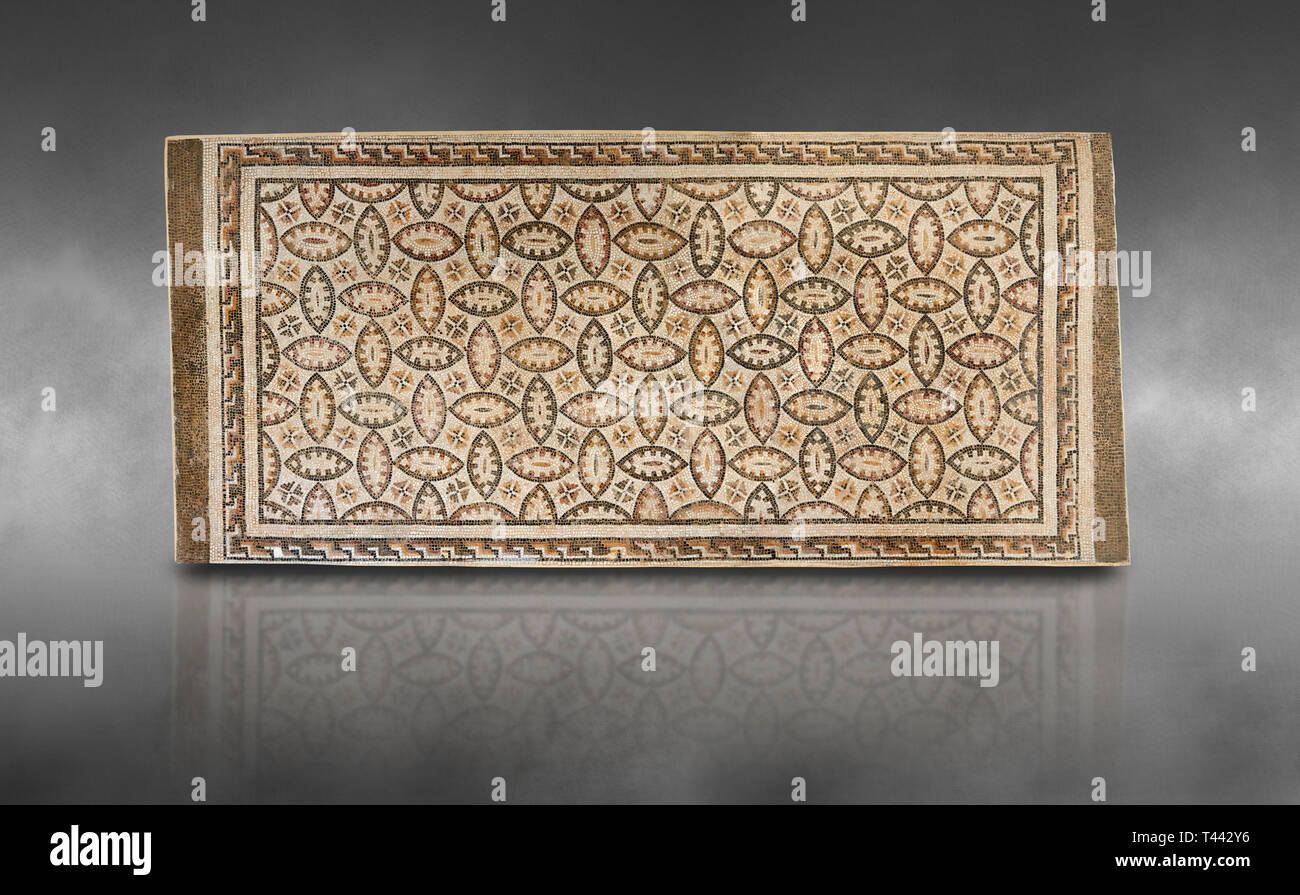 Bilder von einem geometrischen römische Mosaik, von der antiken römischen Stadt Thysdrus. 3. Jahrhundert n. El Djem Archäologische Museum, El Djem, Tunesien. Stockfoto