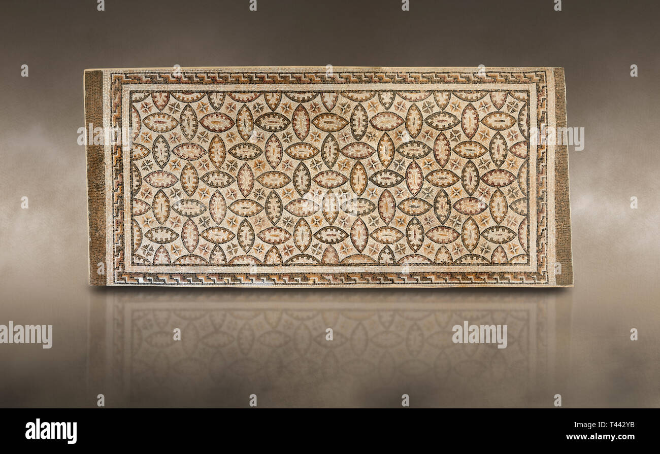 Bilder von einem geometrischen römische Mosaik, von der antiken römischen Stadt Thysdrus. 3. Jahrhundert n. El Djem Archäologische Museum, El Djem, Tunesien. Stockfoto