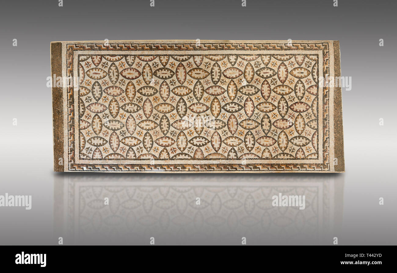 Bilder von einem geometrischen römische Mosaik, von der antiken römischen Stadt Thysdrus. 3. Jahrhundert n. El Djem Archäologische Museum, El Djem, Tunesien. Stockfoto