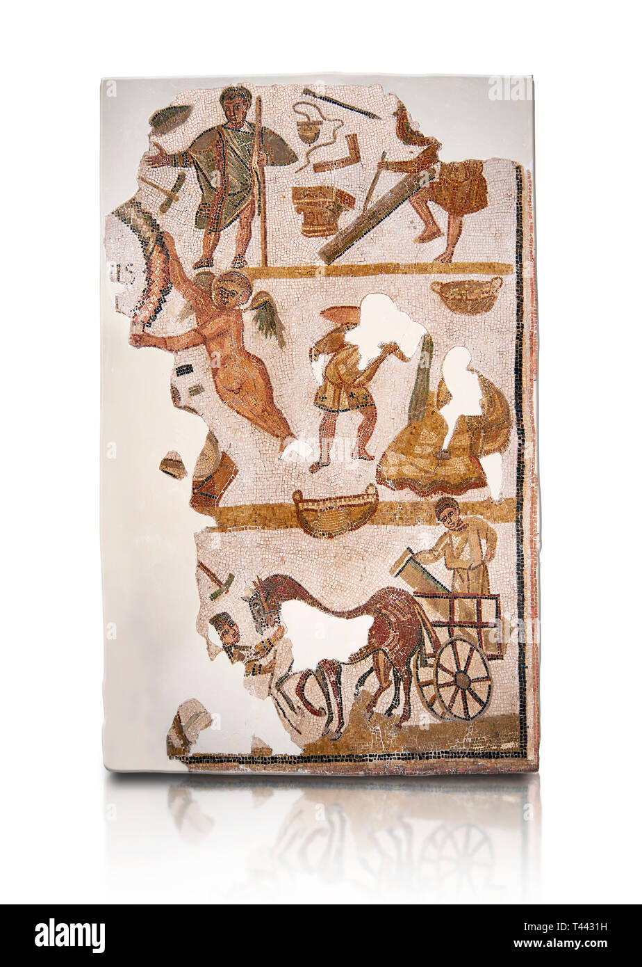 Frühen siebten Jahrhundert christlichen römisch-byzantinischen gedenken Mosaik aus der Taufkapelle von einer ländlichen Kirche in Wadi Arremal, Gegenwart Capalaba Regio Stockfoto