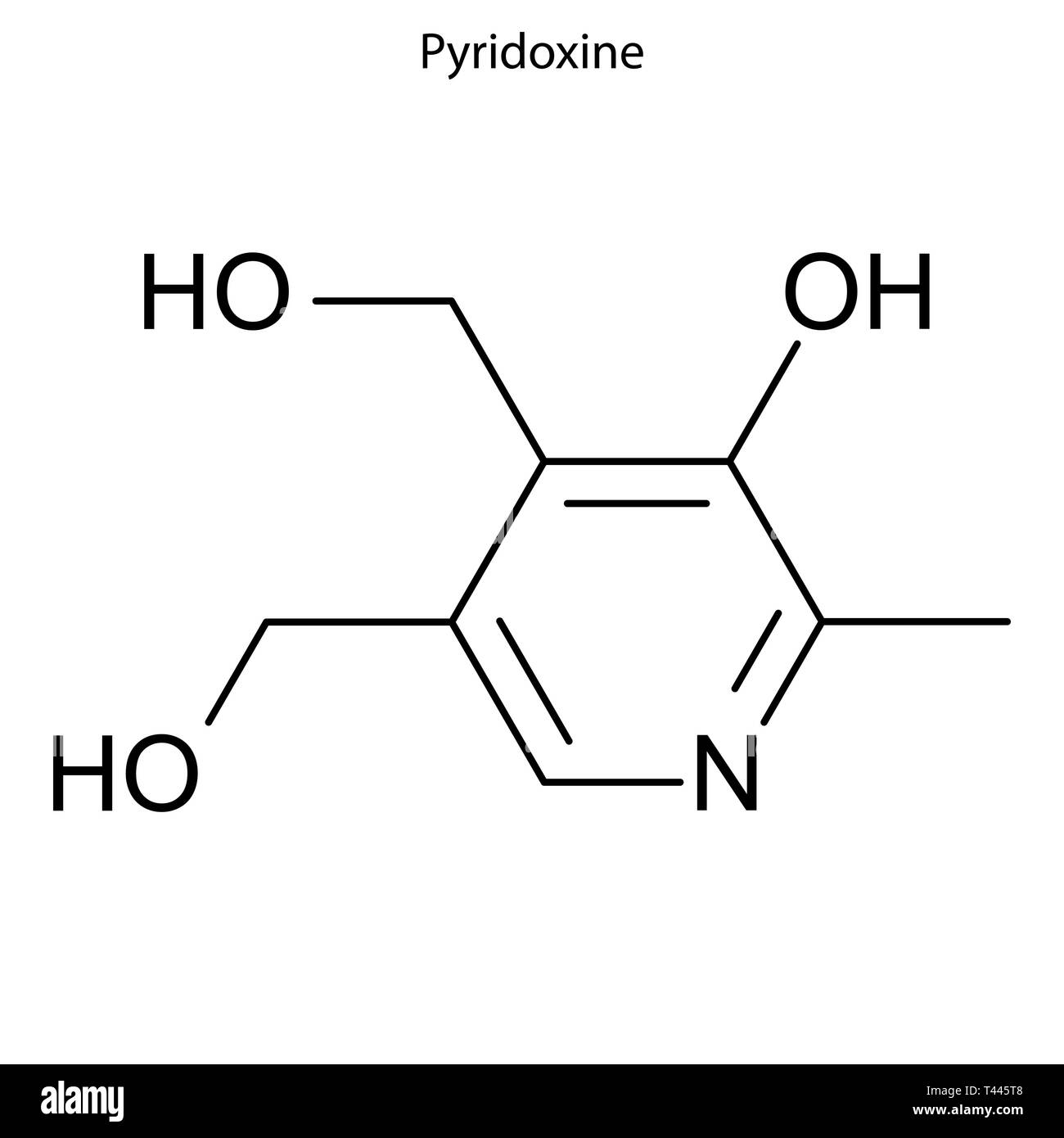 Skelettmuskulatur Formel von pyridoxin. Vitamin B chemische Molekül. Stock Vektor