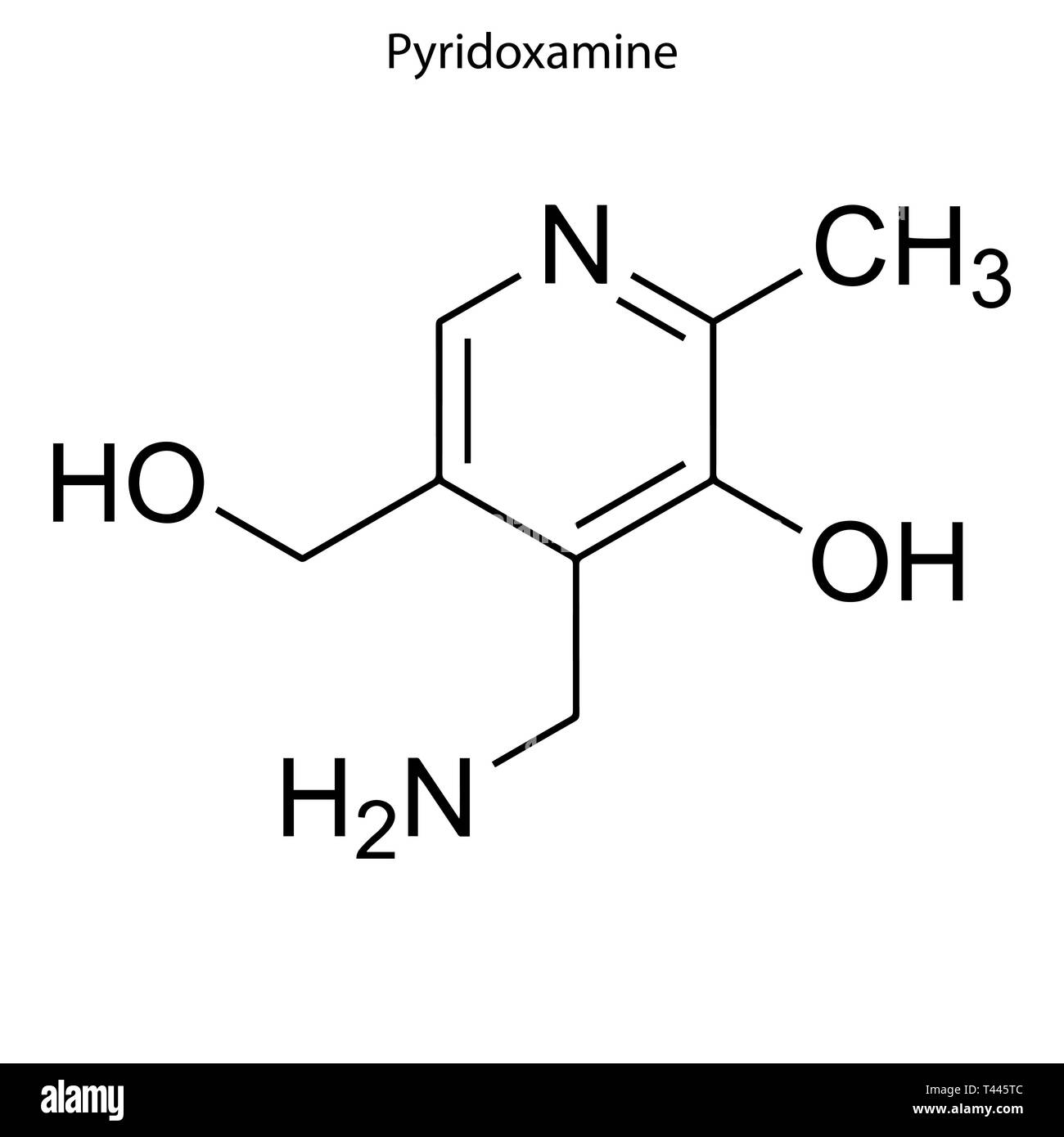 Skelettmuskulatur Formel von Pyridoxamine. Vitamin B6 chemische Molekül. Stock Vektor