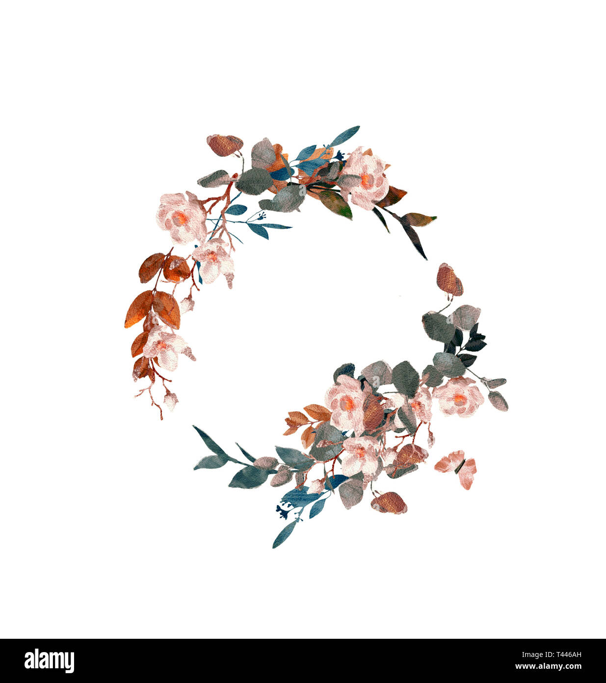 Handgemalten Aquarell blumen Kranz auf weißem Hintergrund. Kranz, Floral  frame, Aquarell Blumen, Rosen, Pfingstrosen und Abbildung von Hand gemalt  Stockfotografie - Alamy