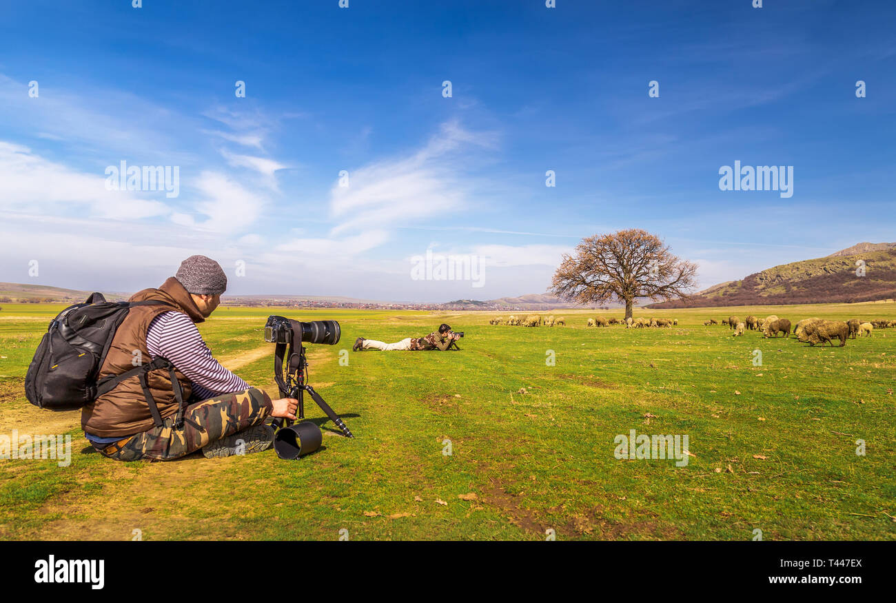 Fotografen Landschaft Bild an einem sonnigen Tag Stockfoto