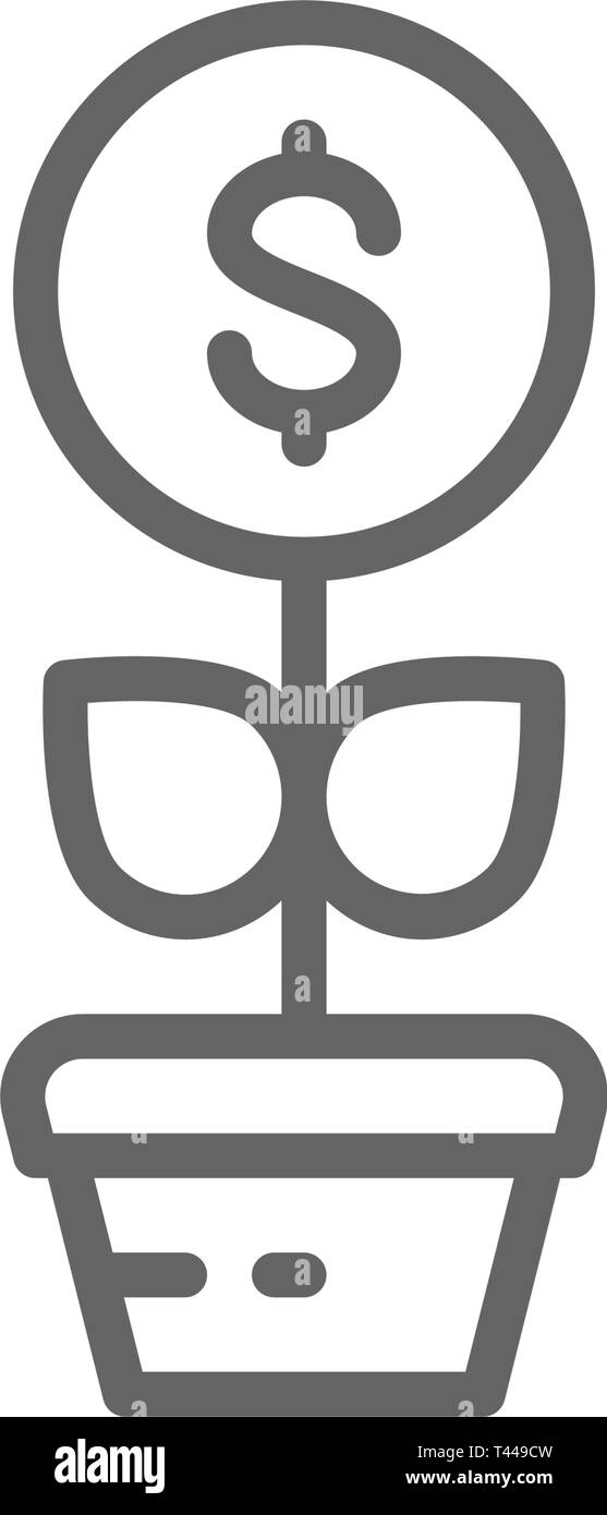 Money Tree, Geldanlagen, sparen Sie Geld, Symbol Leitung investieren. Stock Vektor