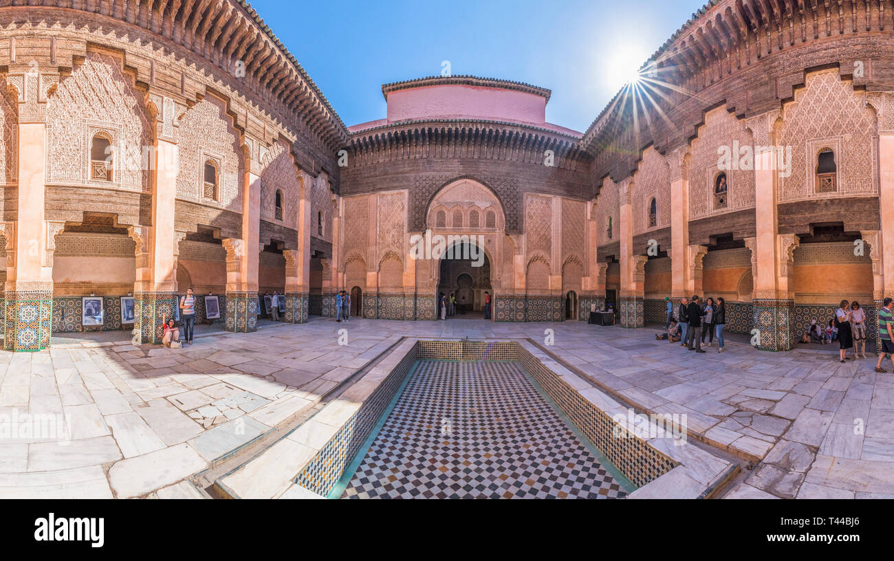 Marrakesch, Marokko - November 13, 2017: Alte islamische Schule von Ali Ben Youssef Medersa in Marrakesch, Marokko Stockfoto