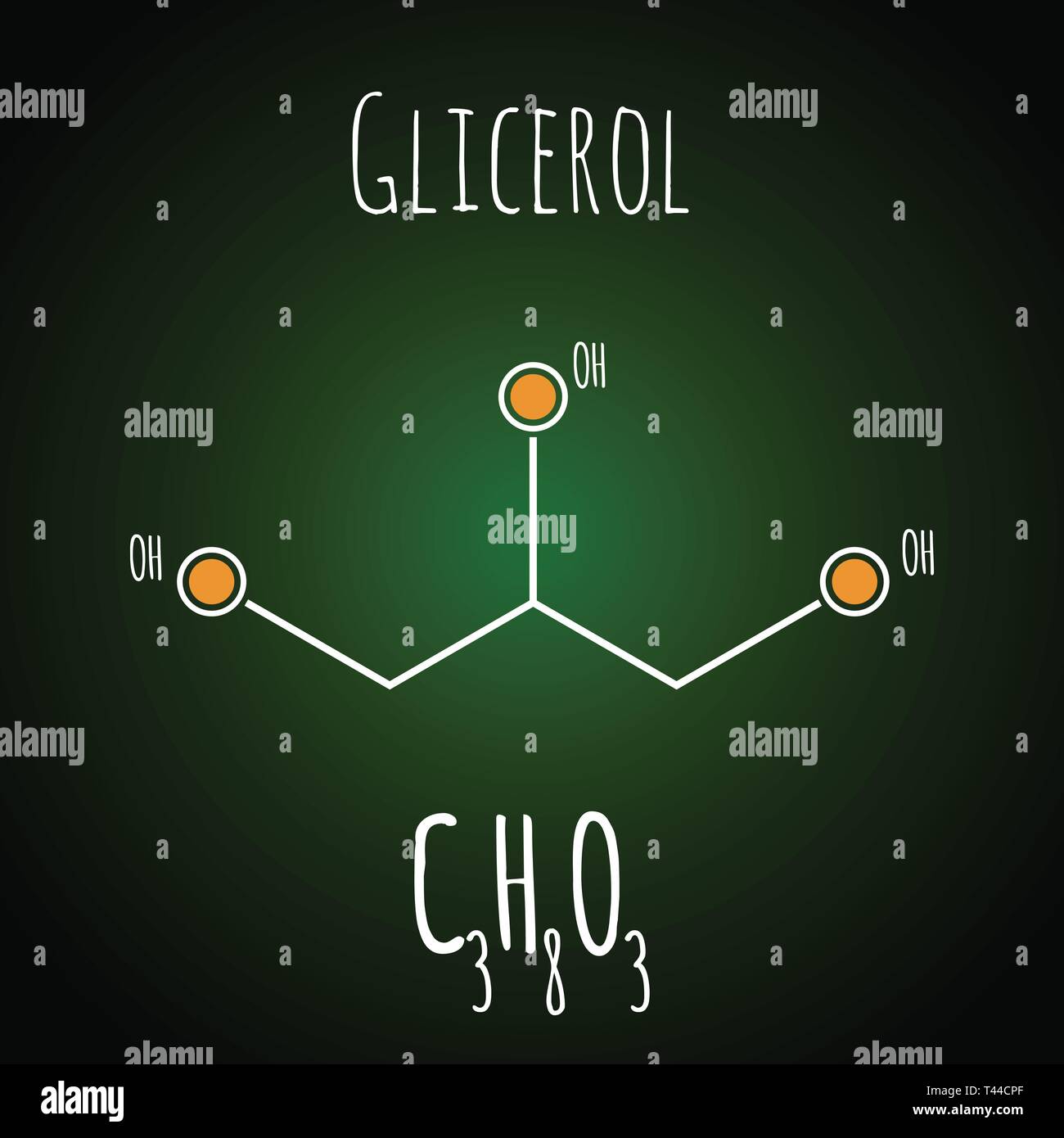 Die chemische Formel von Glycerin Molekül, Wissenschaft Abbildung, Vektor Stock Vektor