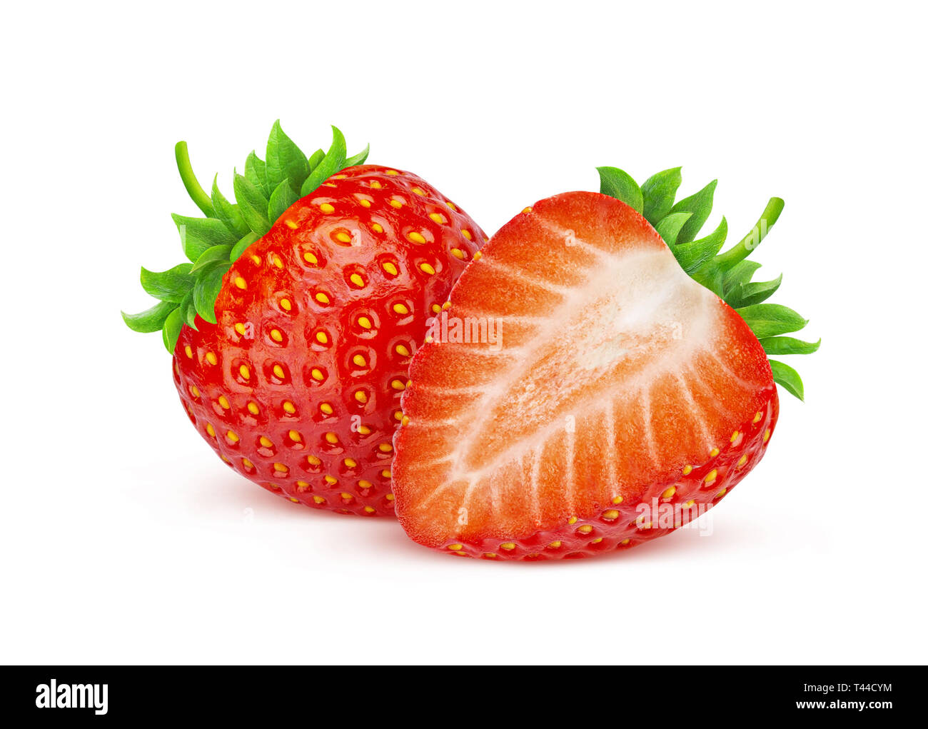 Erdbeere, isoliert auf weißem Hintergrund mit Beschneidungspfad Stockfoto