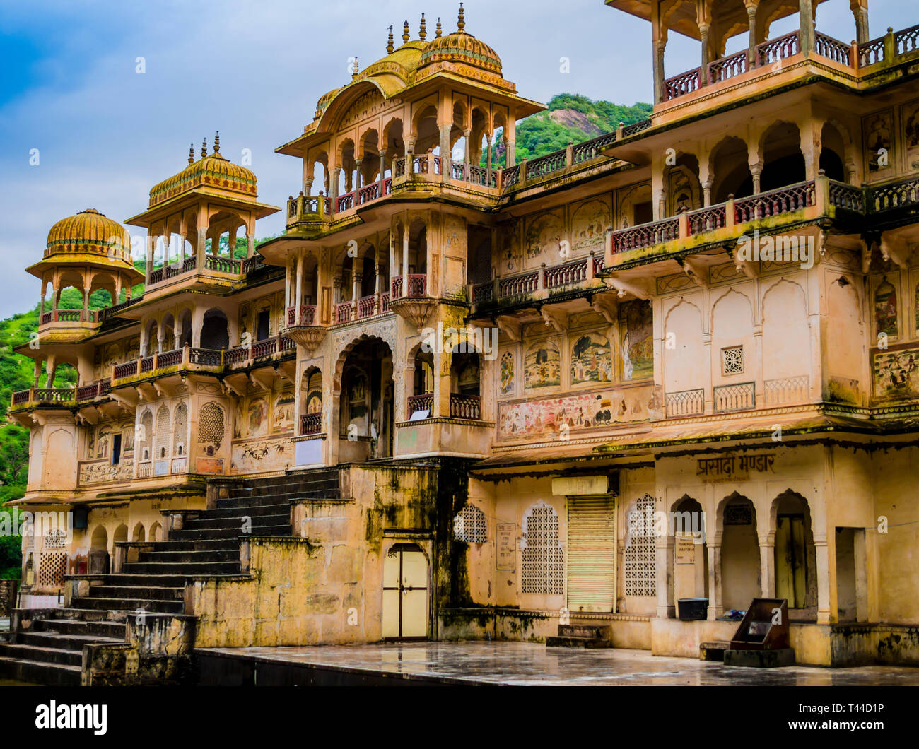 Der Palast der Galta Ji Mandir, der Affe Tempel in der Nähe von Jaipur, Indien Stockfoto