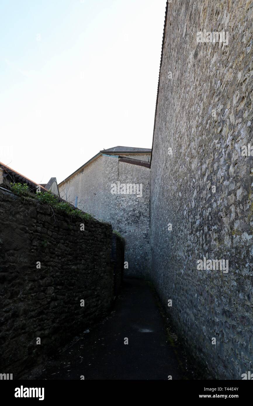Shepton Mallet Gefängnismauern, auf Gefängnis Lane Stockfoto