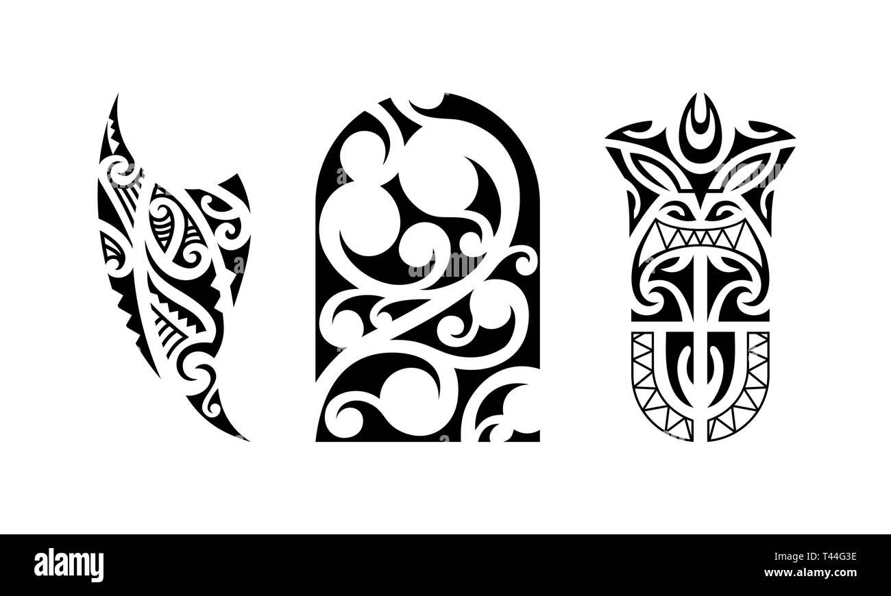 Der polynesische Tattoo. Traditionellen Maori tribal Ornamenten. Vektor Muster Abbildung. Stock Vektor