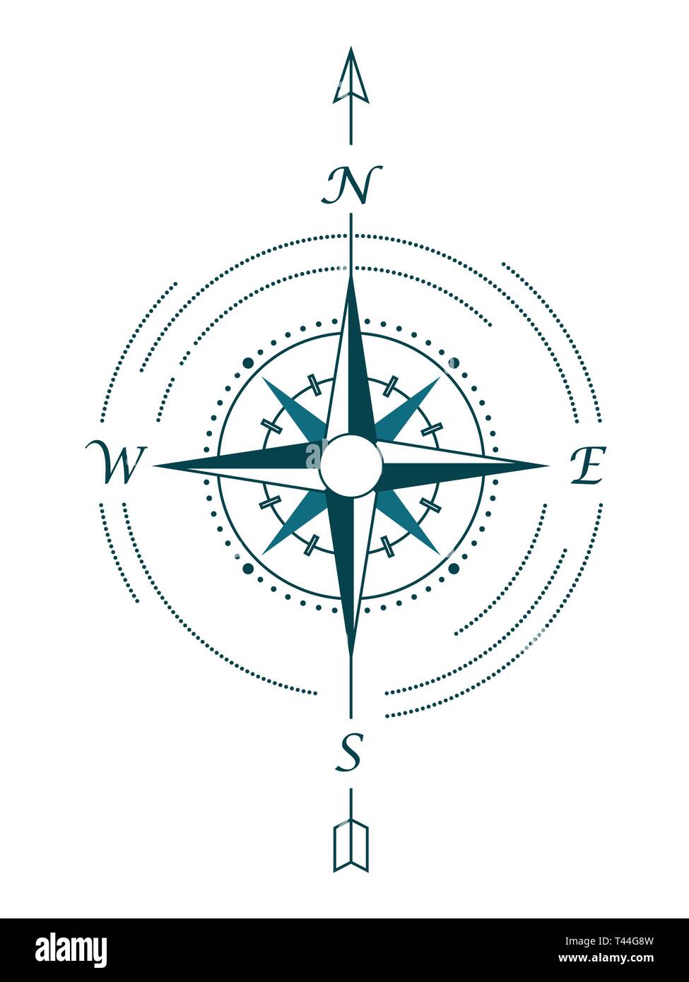 Vektor touristischen Compass Rose. Vector Illustration der Windrose in hipster Style Stock Vektor