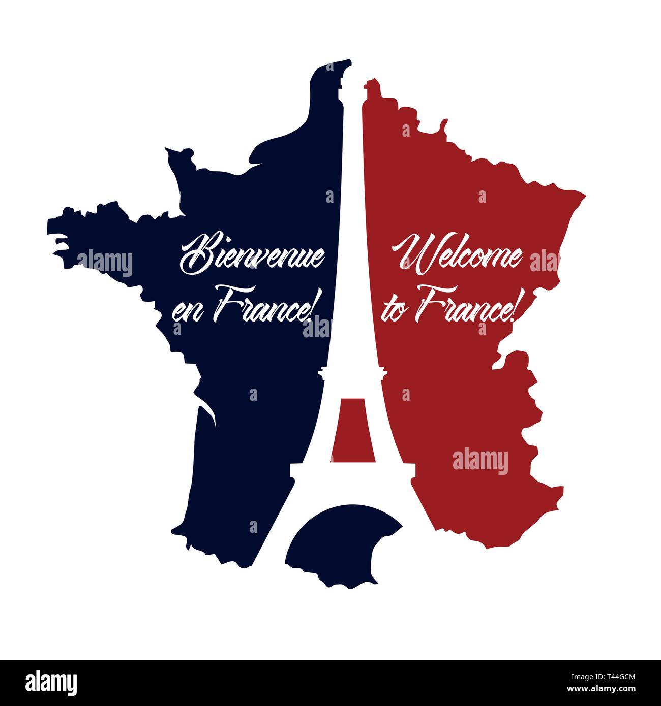 Poster Willkommen in Frankreich. Frankreich Karte