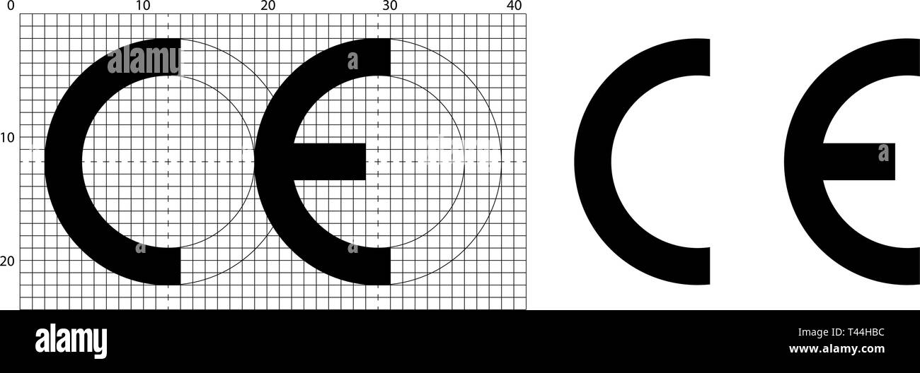 CE-Kennzeichnung (kurz für Conformite Europeenne) Symbol. Die richtigen Maße wie pro offizielle Bau Blatt. Stock Vektor