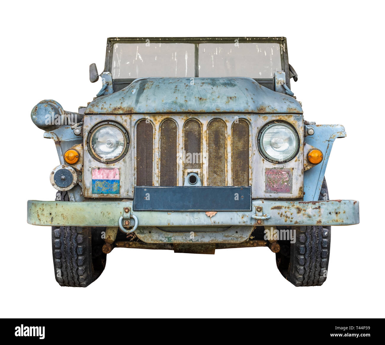 Krieg Vintage Army truck isoliert auf weißem Hintergrund Stockfoto