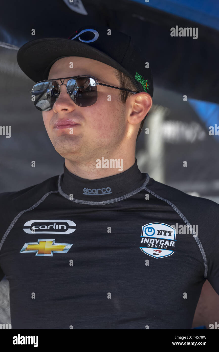 Long Beach, Kalifornien, USA. 13 Apr, 2019. PATRICIO O'WARD (R) (31) von Mexiko bereitet sich für die Acura Grand Prix von Long Beach an Straßen von Long Beach in Long Beach, Kalifornien, zu qualifizieren. (Bild: © Walter G Arce Sr Asp Inc/ASP) Stockfoto