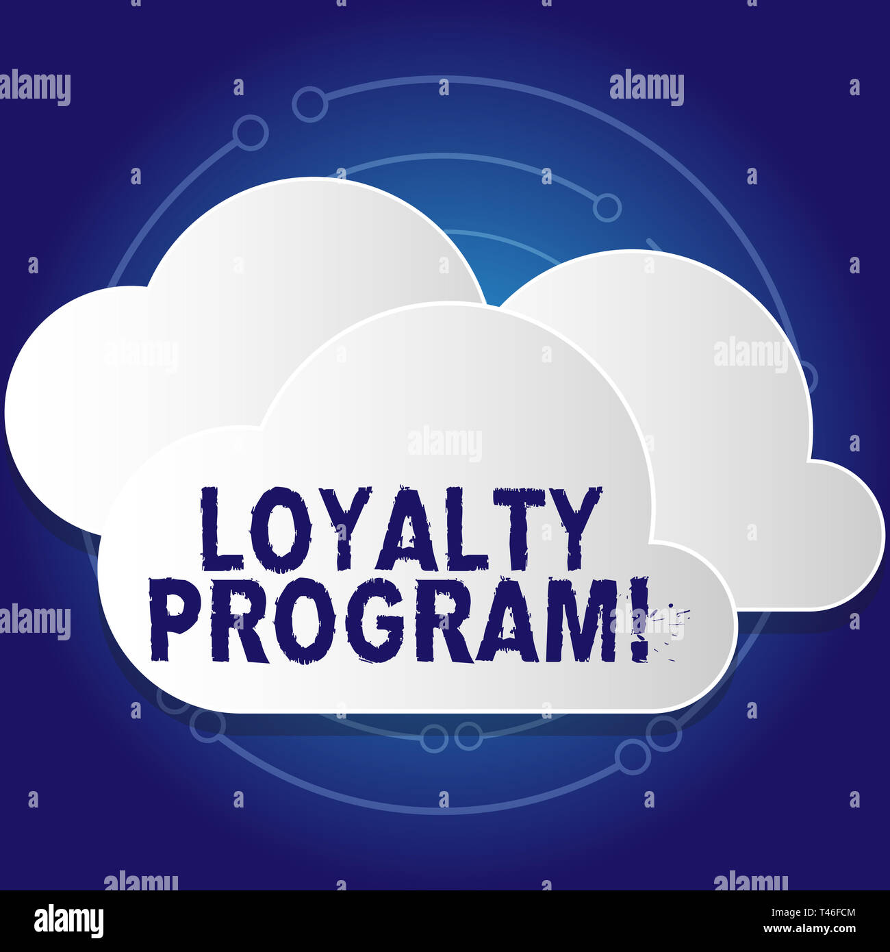 Konzeptionelle Handschrift zeigt Loyalitätsprogramm. Begriff Sinne strukturierten Marketing bietet Anreize Kunden wiederholen Sie die weißen Wolken Ausschneiden von Boa Stockfoto