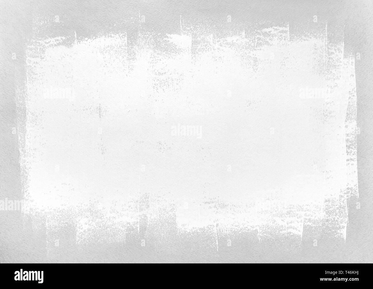 Weißes Acryl Malerei Bürstenrolle Anschläge Textur auf farbiges Papier Stockfoto