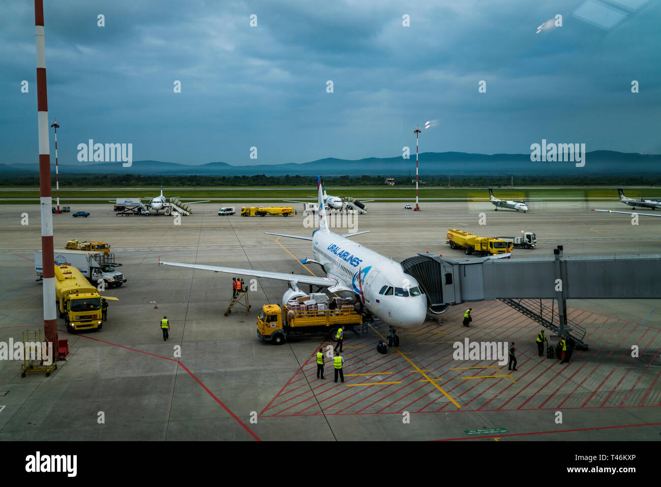 Wladiwostok, Russland, Agu 17 2017 - Flughafen von Wladiwostok. Stockfoto