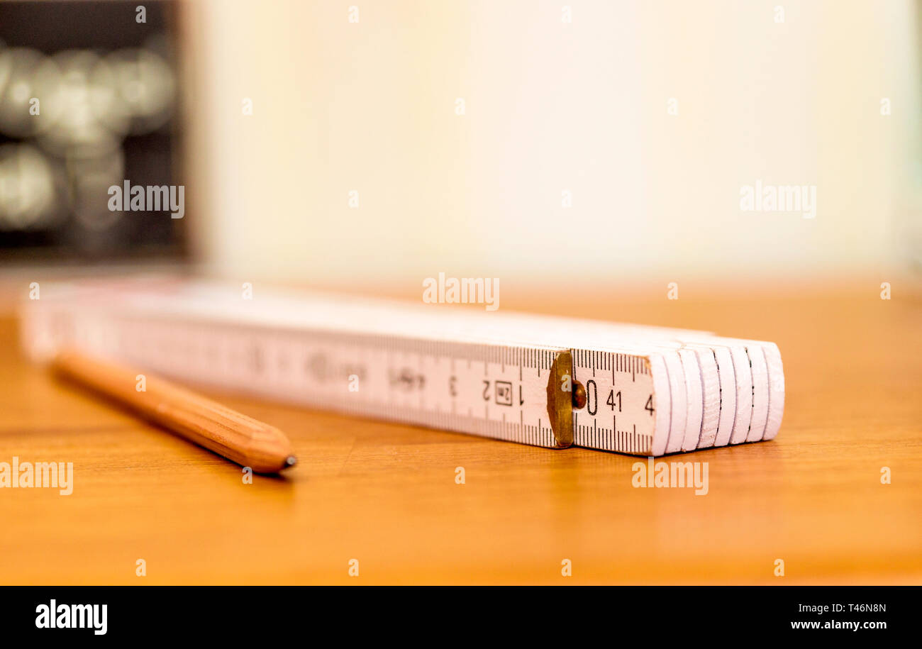 Alten hölzernen Maßstab Stockfoto