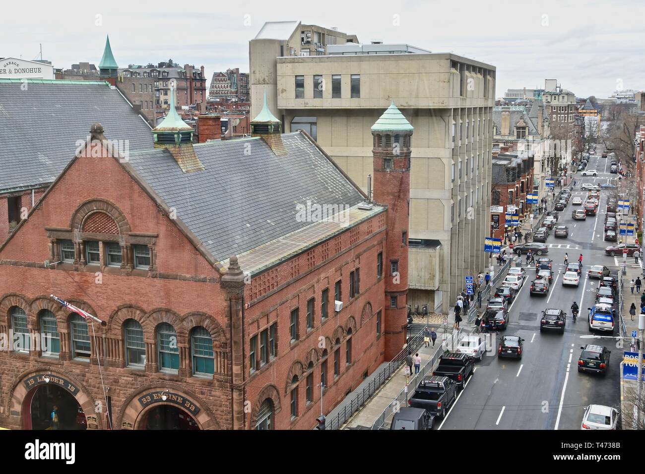 Die Boston Back Bay Skyline von oben Hynes Convention Center, Boston, Massachusetts gesehen