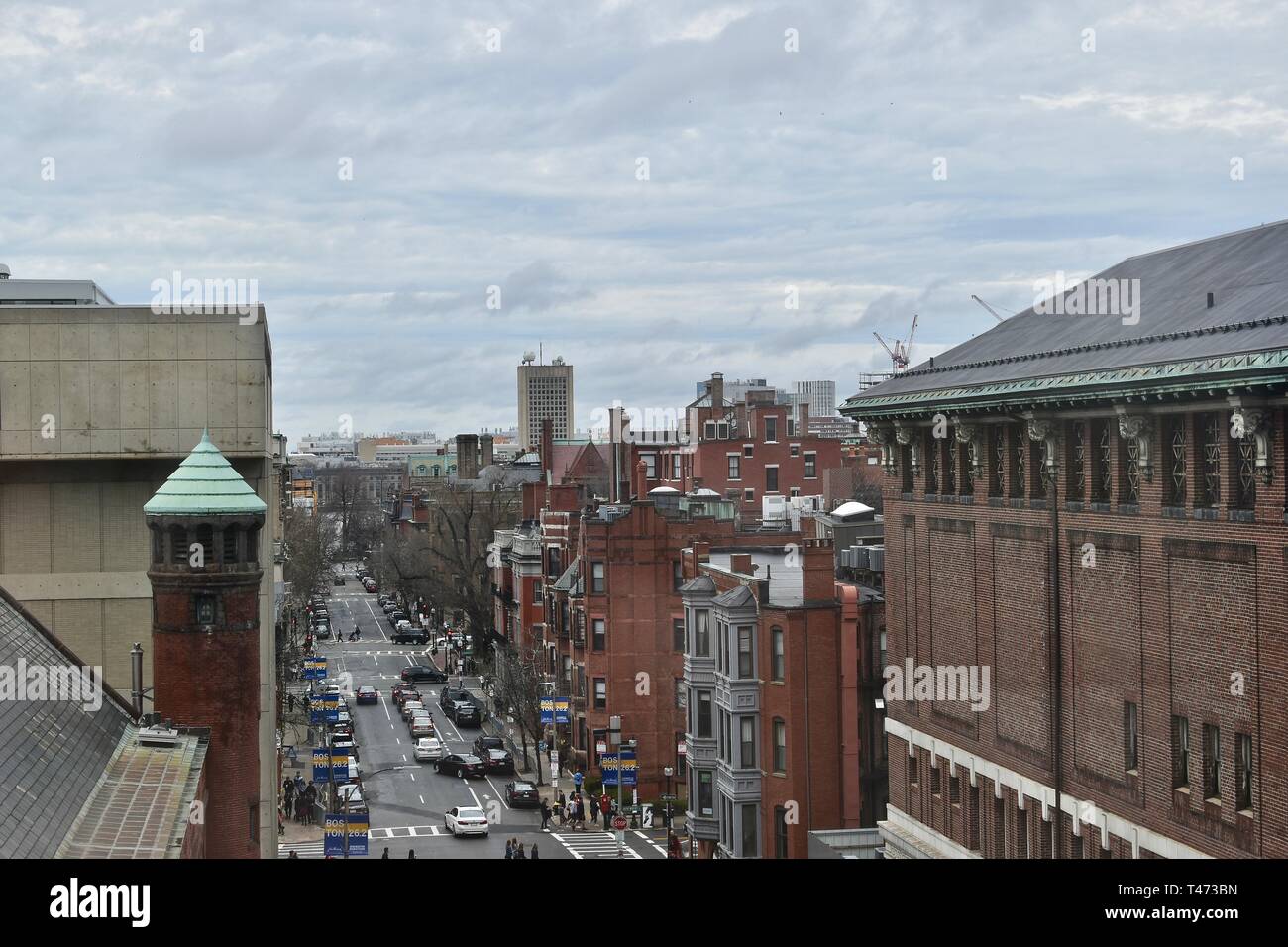 Die Boston Back Bay Skyline von oben Hynes Convention Center, Boston, Massachusetts gesehen Stockfoto