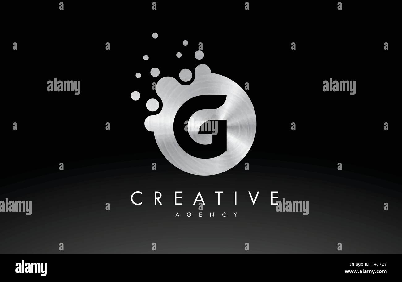 Silber Metall Punkte schreiben G-Logo. G Schreiben Design Vector mit Punkten. Stock Vektor