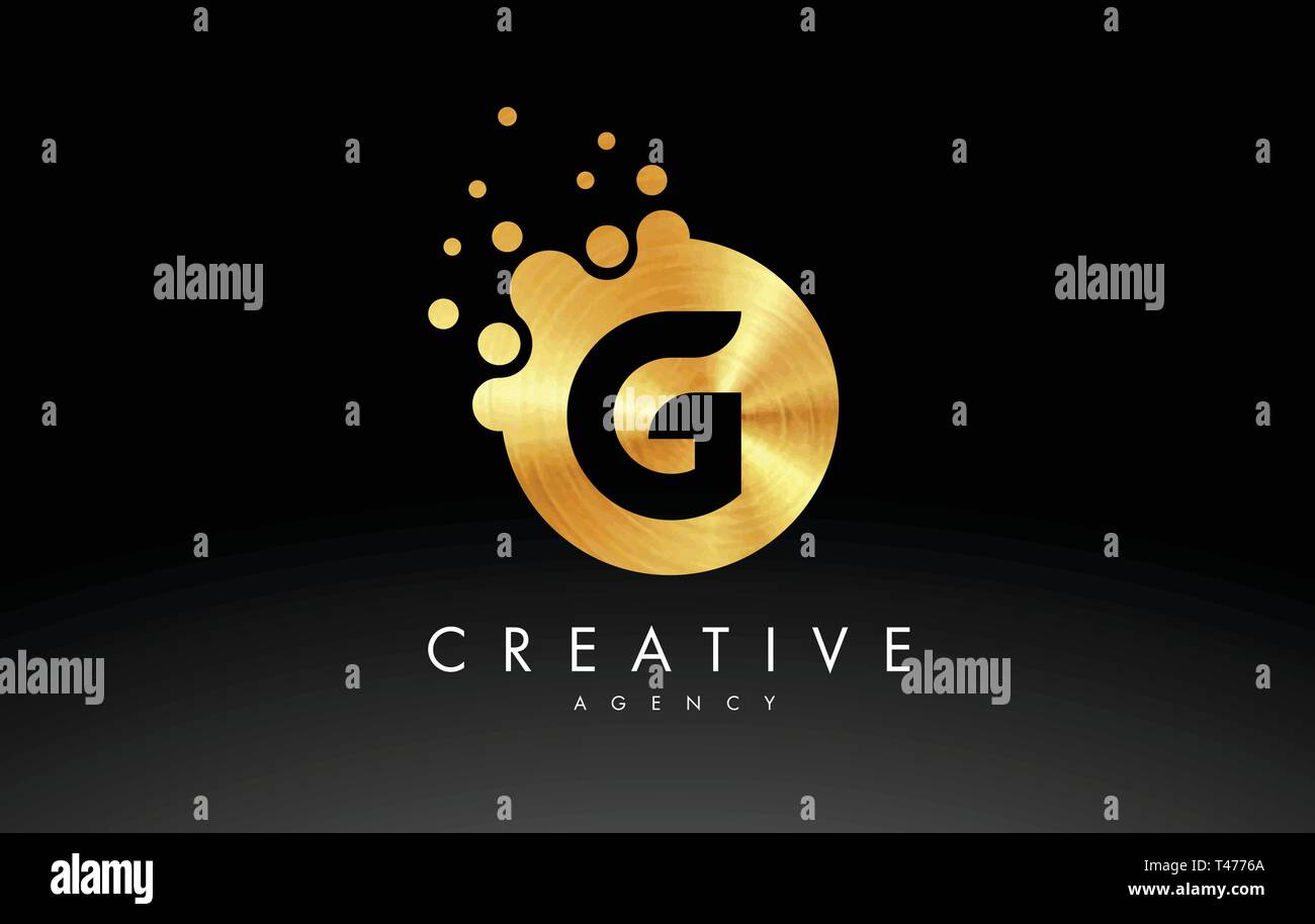 Gold Metall Punkte schreiben G-Logo. G Schreiben Design Vector mit Punkten. Stock Vektor