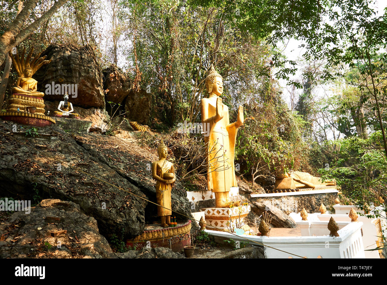 Buddha Statuen in den Berg Phou Si, Luang Prabang, Laos 2019 Stockfoto