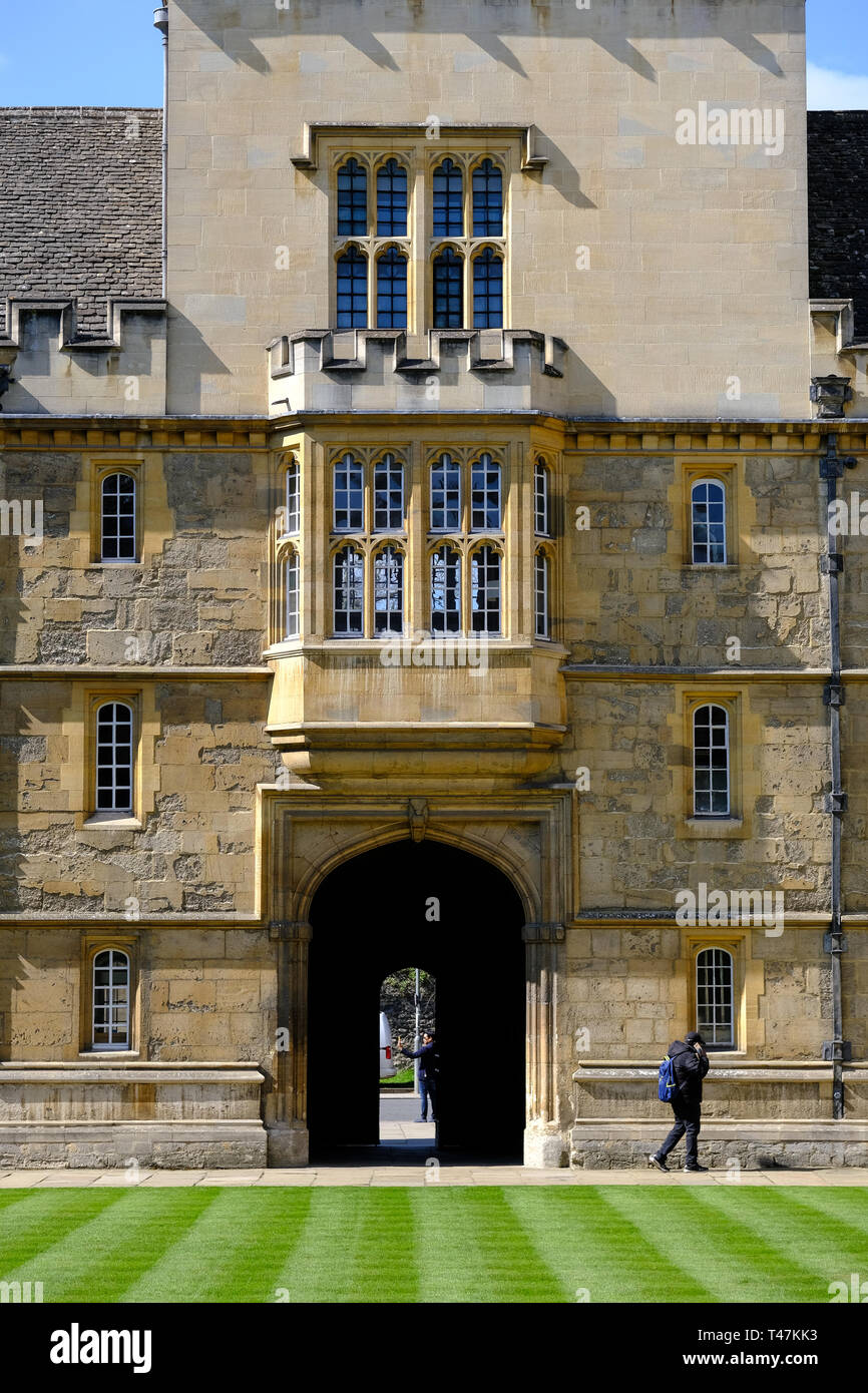 Wadham College der Universität Oxford, die für Besucher geöffnet ist. Stockfoto