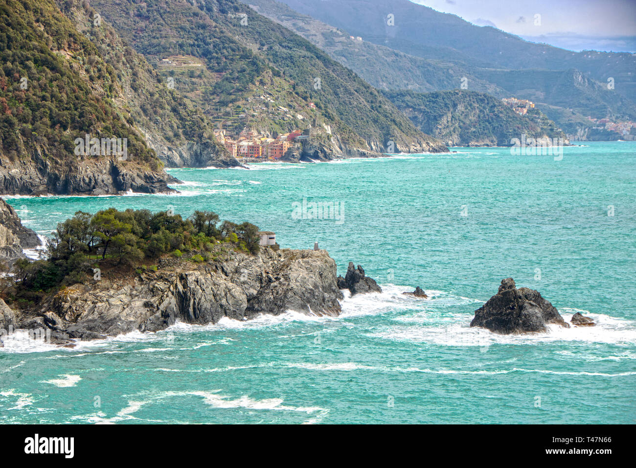 Küste der Cinque Terre in Ligurien La Spezia, Ligurien, Italien Stockfoto