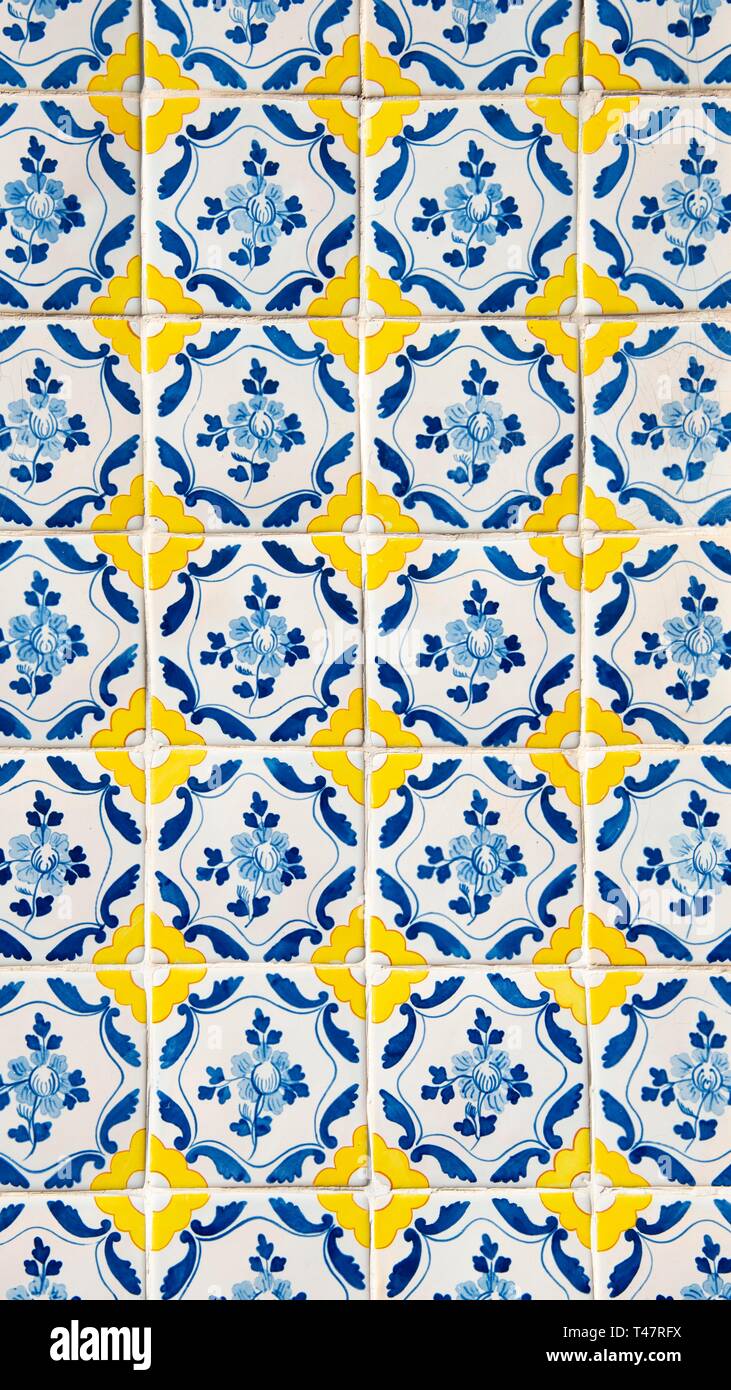 Fliesen, Azulejo Kacheln, Muster mit Sternen, Porto, Portugal Stockfoto