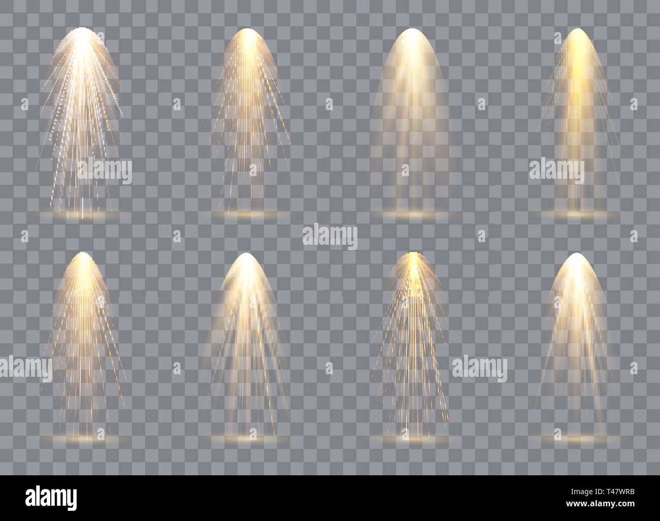 Szene Beleuchtung Sammlung, transparenten Effekten. Helle Beleuchtung mit Strahlern. Vector Illustration. Stock Vektor