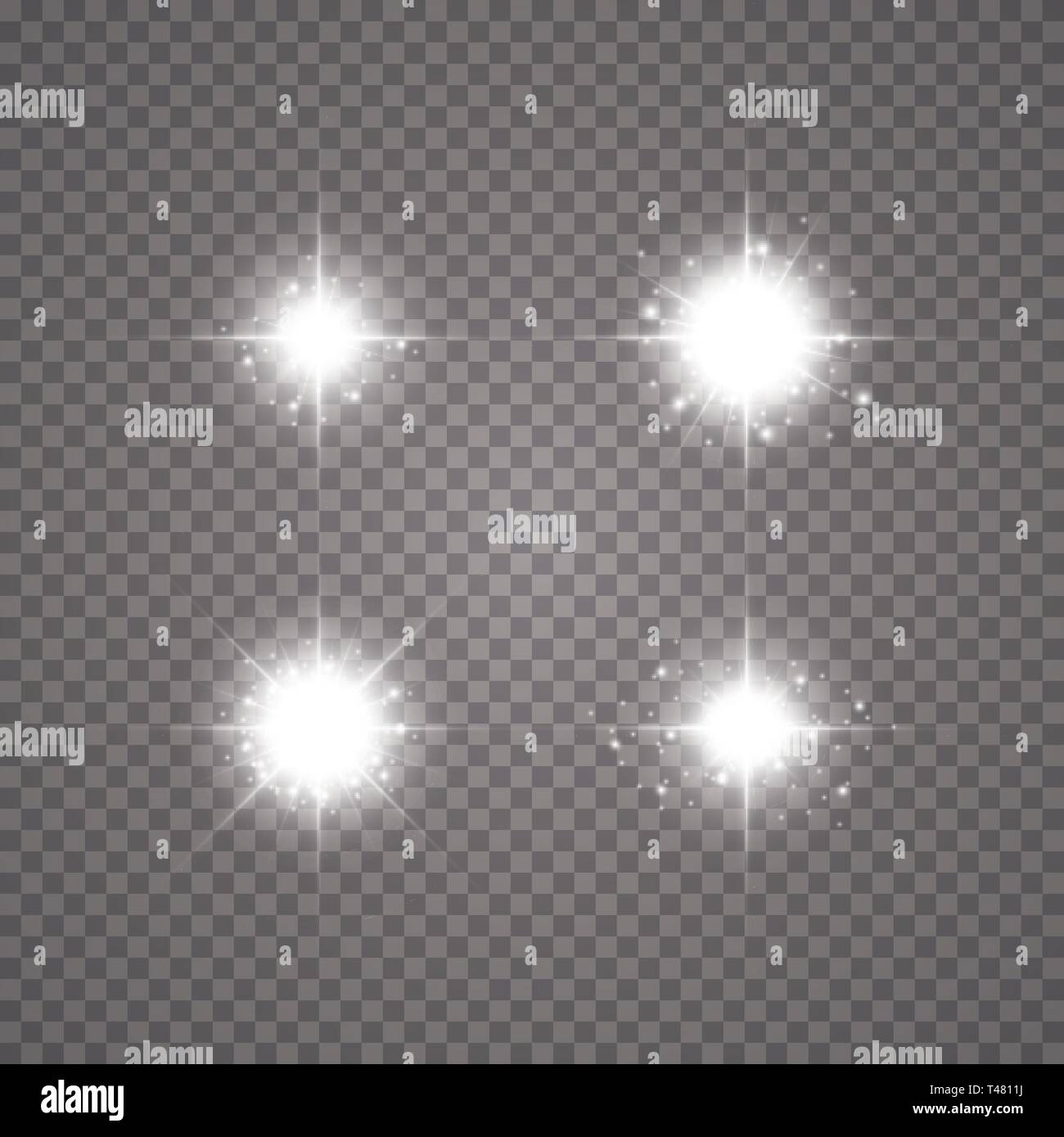 Kreatives Konzept Vektor einrichten von Glow Light Effect Sterne Bursts mit funkelt auf transparentem Hintergrund isoliert Stock Vektor